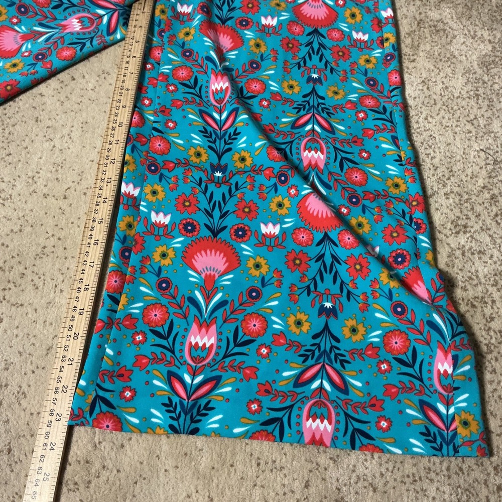 Boden Floral Wide Leg Culottes Womens 4 Teal Blue Folk Print High Rise T0348 - Picture 2 of 7